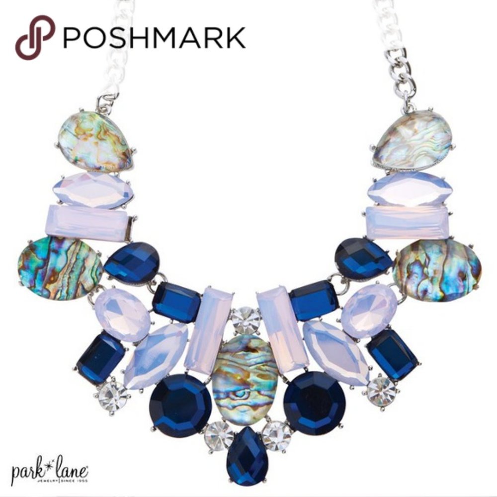 Park Lane RETIRED Saphire Blue Crystal, Mother of Pearl and Iridescent Statement